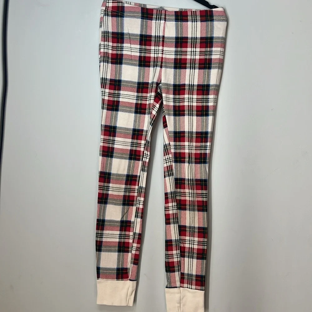 Old Navy Kid's Unisex Black‎ 'Merry Vibes Only' Pajama Set with Plaid Bottoms